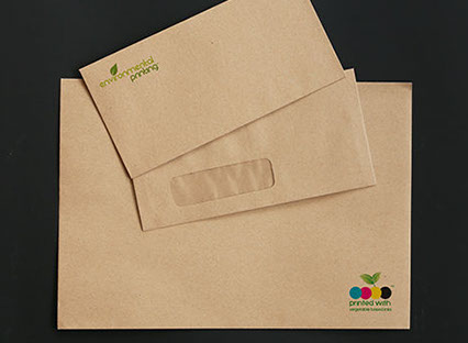 Custom printed kraft envelopes from the Environmental Printing archive