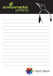 Custom printed Environmental Printing notepad with lined writing pages